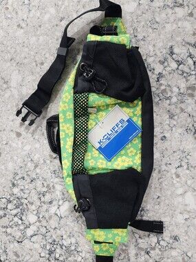 Green Floral Crossbody Sling Bag with Mesh Pockets Purse Bag Belt Pack
